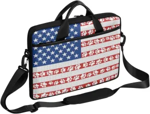 Stars Stripes Dog Paws Laptop Case Bag with Detachable Strap Waterproof Laptop Bag Notebook Carrying Case 15.6 inch Laptop Sleeve Bag for Men Women Work Travel