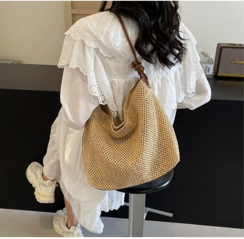 Straw Purse 2024 New Lazy Style Shoulder Bag Woven Tote Bag Korean Version Of The Forest Ins Bag Straw Purses