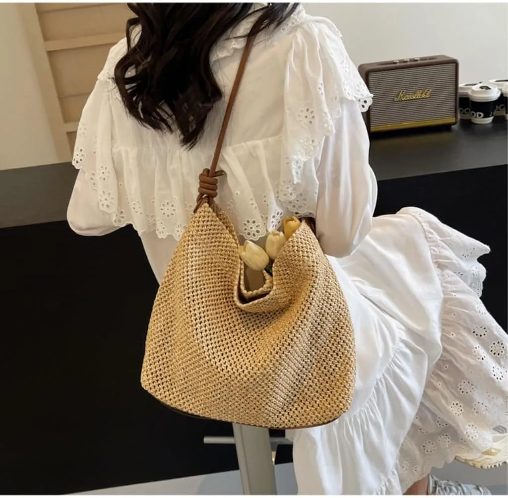 Straw Purse 2024 New Lazy Style Shoulder Bag Woven Tote Bag Korean Version Of The Forest Ins Bag Straw Purses