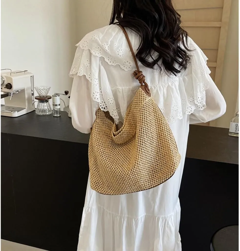 Straw Purse 2024 New Lazy Style Shoulder Bag Woven Tote Bag Korean Version Of The Forest Ins Bag Straw Purses