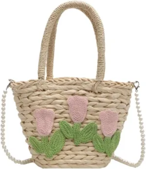 Straw Purse Niche Design Straw Bag Women's Bag Personality Messenger Bag Portable Bucket Bag Straw Purses