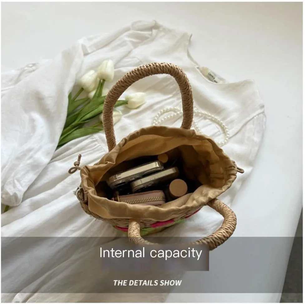 Straw Purse Niche Design Straw Bag Women's Bag Personality Messenger Bag Portable Bucket Bag Straw Purses