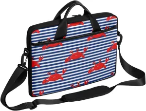Striped Cartoon Crabs Laptop Case Bag with Detachable Strap Waterproof Laptop Bag Notebook Carrying Case 15.6 inch Laptop Sleeve Bag for Men Women Work Travel