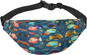 Submarine reef fish Boys large waist bag, travel crossbody waist bag, suitable for enjoying sports, running, cycling, travel, fishing