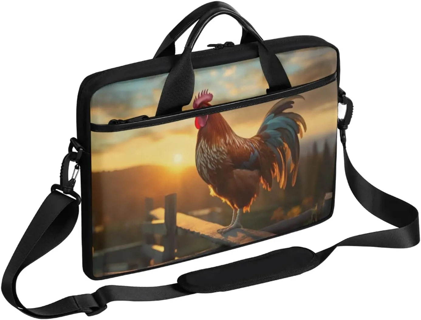 Sunrise Cockerel Laptop Case Bag with Detachable Strap Waterproof Laptop Bag Notebook Carrying Case 15.6 inch Laptop Sleeve Bag for Men Women Work Travel
