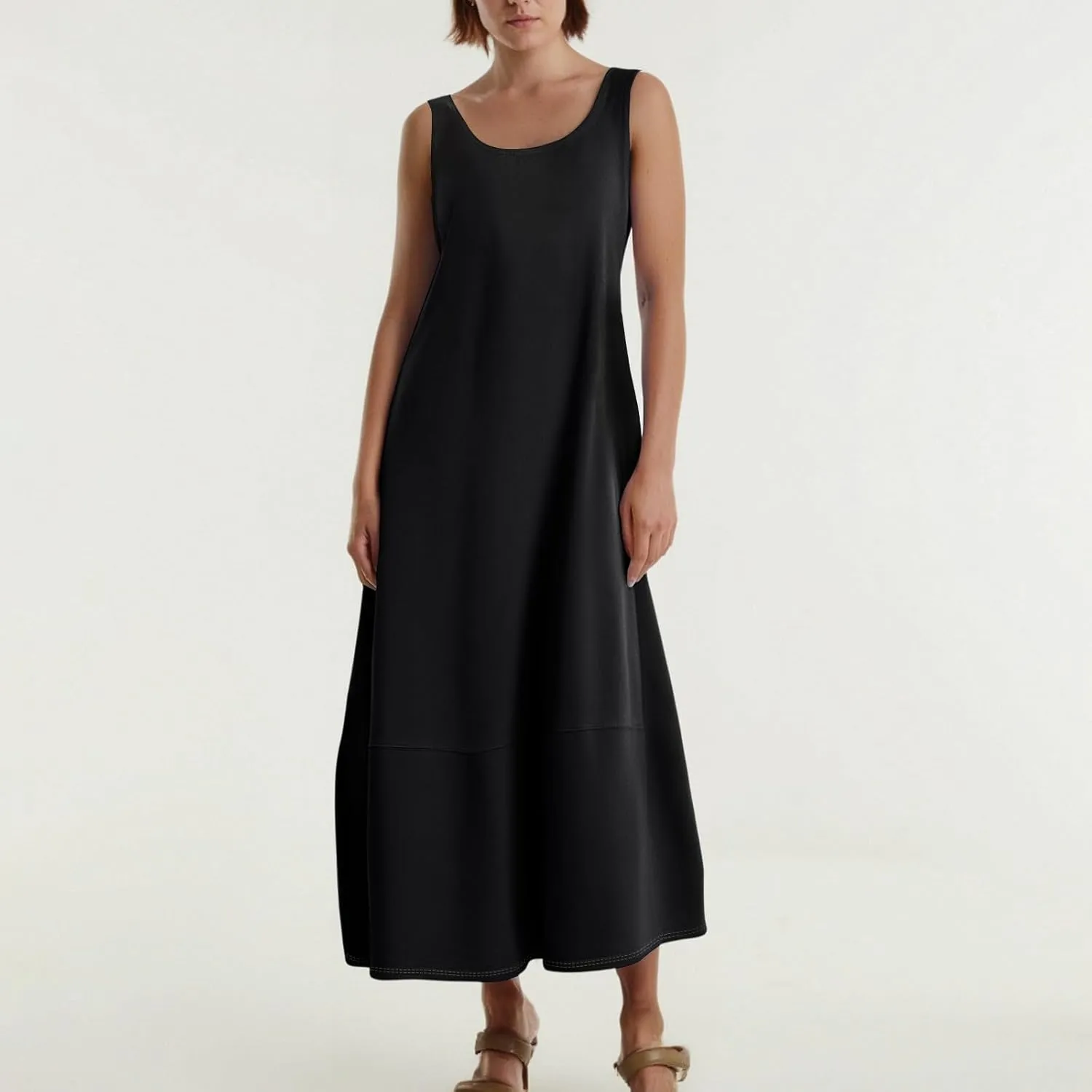 Tank Dress Casual Summer Boho Flowy Maxi Dresses with Pockets Cute Long Midi Sundresses for Beach Vacation Tunic Dress