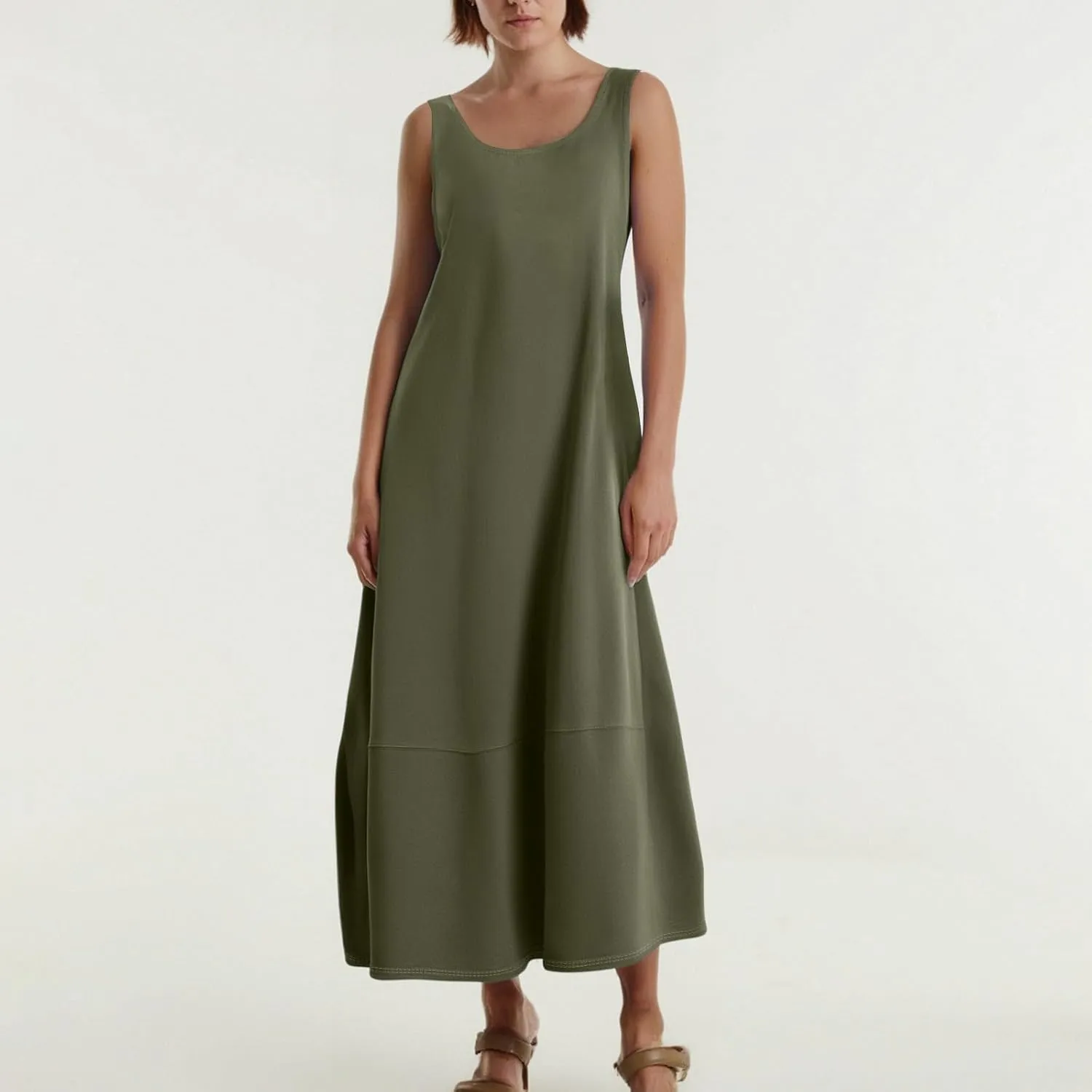 Tank Dress Casual Summer Boho Flowy Maxi Dresses with Pockets Cute Long Midi Sundresses for Beach Vacation Tunic Dress