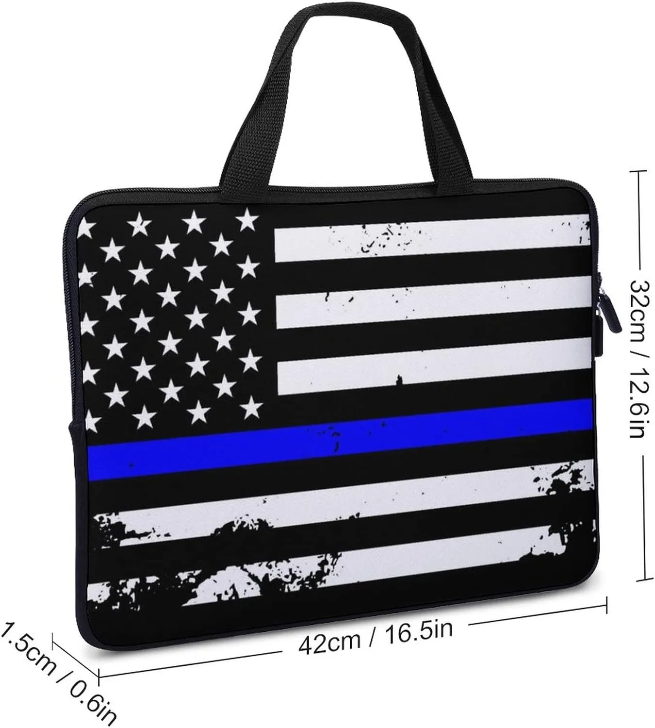 Thin Blue Line USA Flag Laptop Bag Laptop Case Sleeve Work Laptop Shoulder Bag Portable Travel Laptop Briefcase