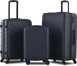 Three-Piece Lightweight Luggage Set for Stress-Free Travel, Easy to Maneuver with Spinner Wheels, Black (20/24/28 inches)