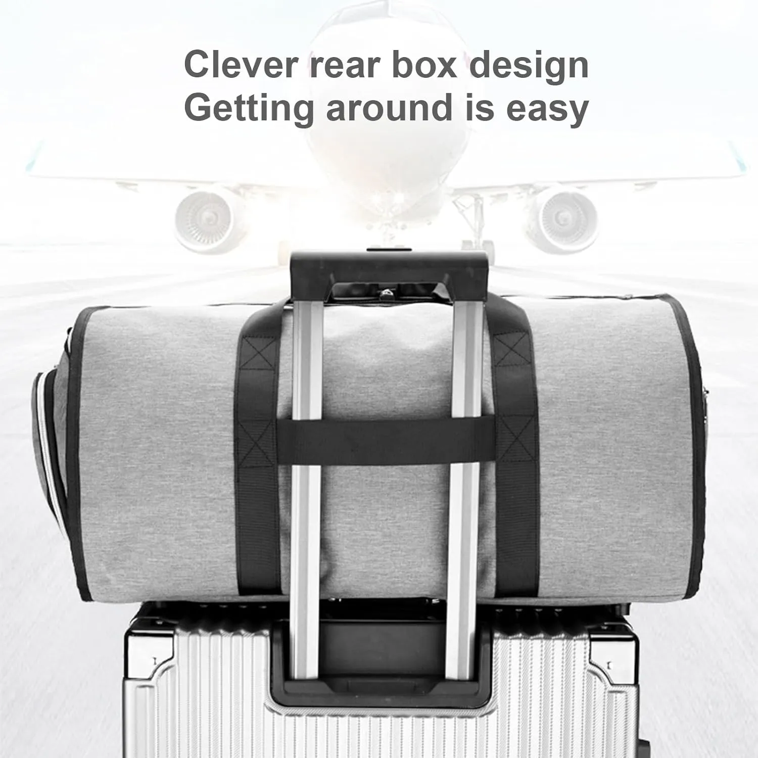 Travel Bag, Foldable Garment Bag, Waterproof, Large Capacity Suit Bag, Luggage Bag for Clothing, Shoe Storage (Grey)