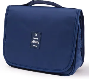 Travel Toiletry Bag with Hook, Hanging Toiletries Bag for Women Makeup and Small Cosmetics Organizer Blue