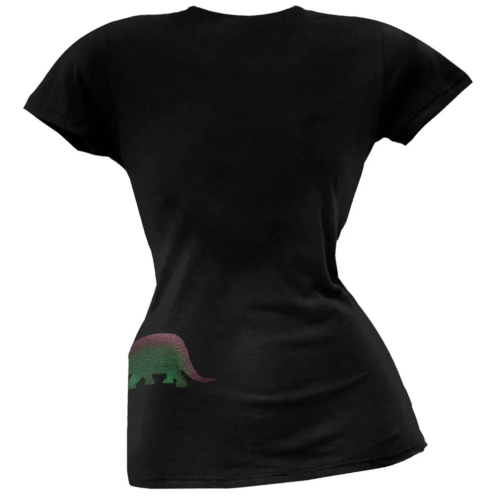 Triceratops Dinosaur Distressed Black Juniors Soft T-Shirt