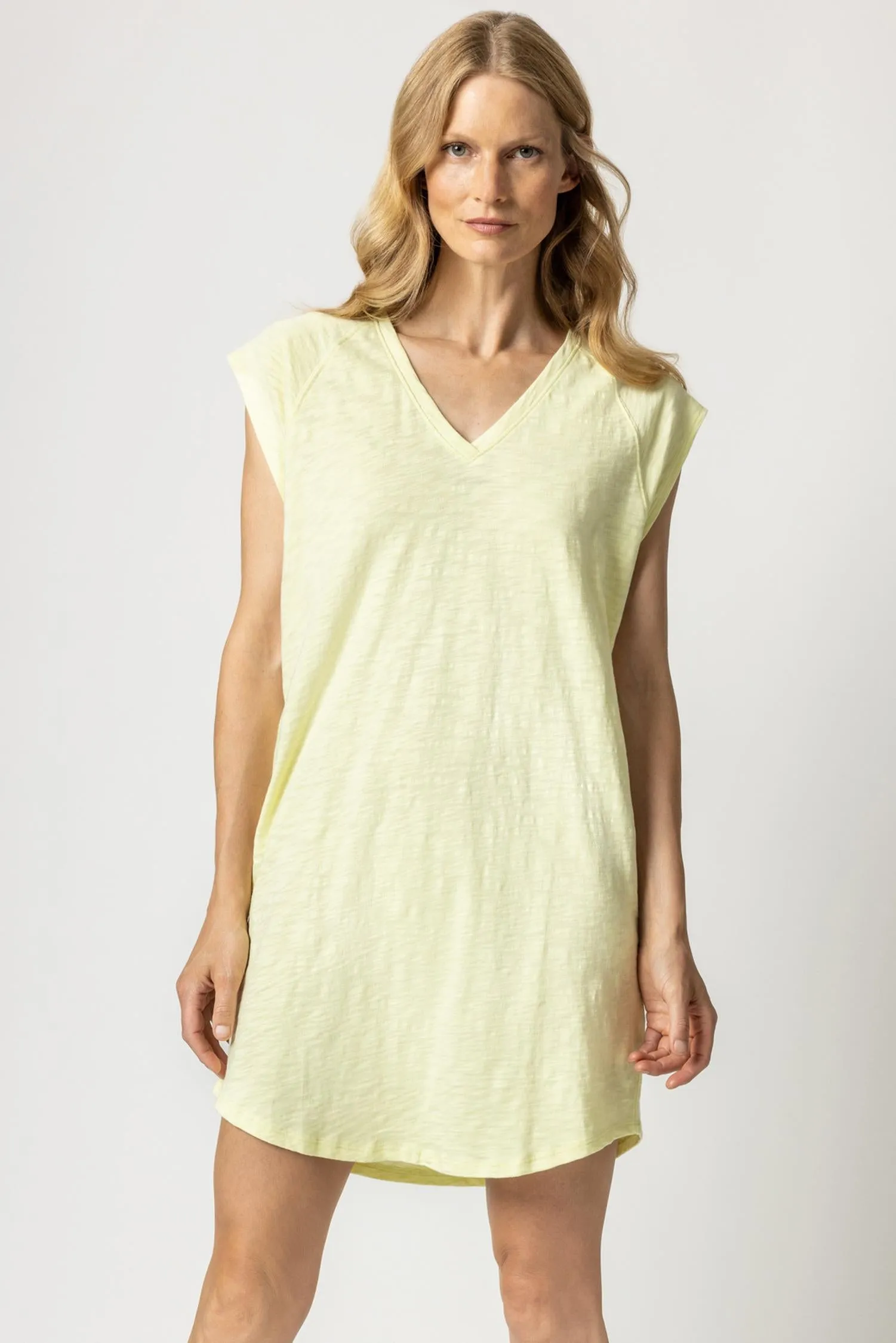 V-Neck Short Sleeve Raglan Dress