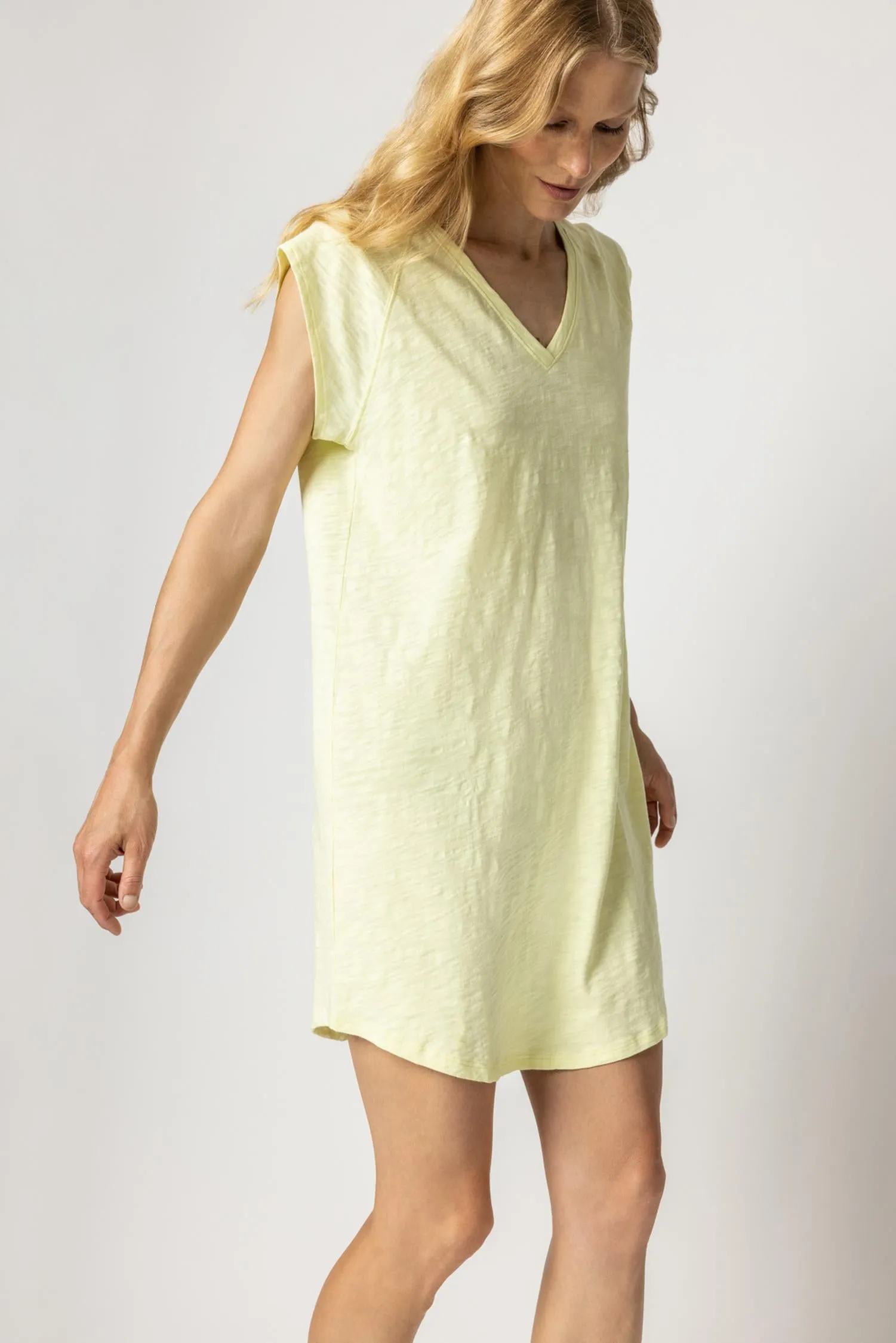 V-Neck Short Sleeve Raglan Dress