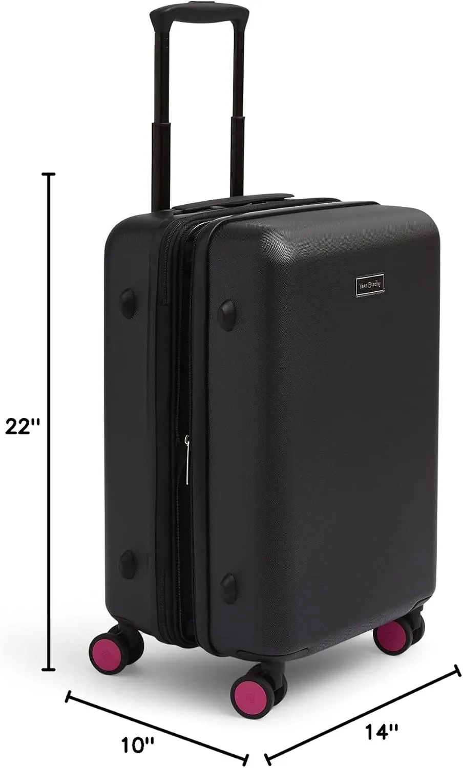 Vera Bradley Women's Hardside Rolling Suitcase Luggage, Black, 22" Carry On