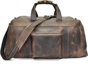 Vintage Men's Travel Bag 24 "men's Leather Large Handbag Single Shoulder Diagonal Luggage Bag