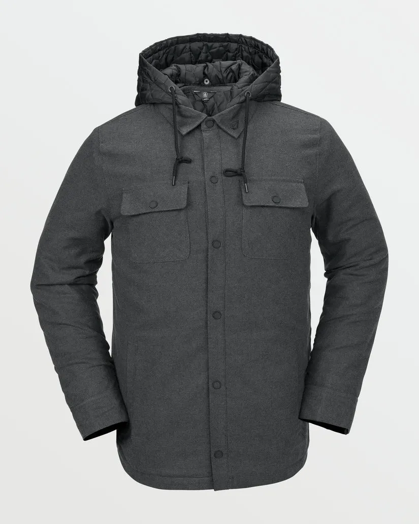 Volcom Men's Insulated Riding Flannel Jacket Heather Black G1652501_HBK