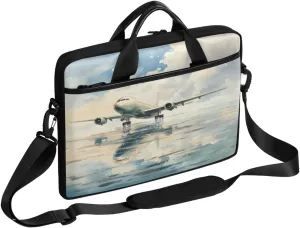 Watercolour Aircraft Laptop Case Bag with Detachable Strap Waterproof Laptop Bag Notebook Carrying Case 15.6 inch Laptop Sleeve Bag for Men Women Work Travel
