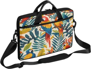 Watercolour Parrots Leaves Laptop Case Bag with Detachable Strap Waterproof Laptop Bag Notebook Carrying Case 15.6 inch Laptop Sleeve Bag for Men Women Work Travel