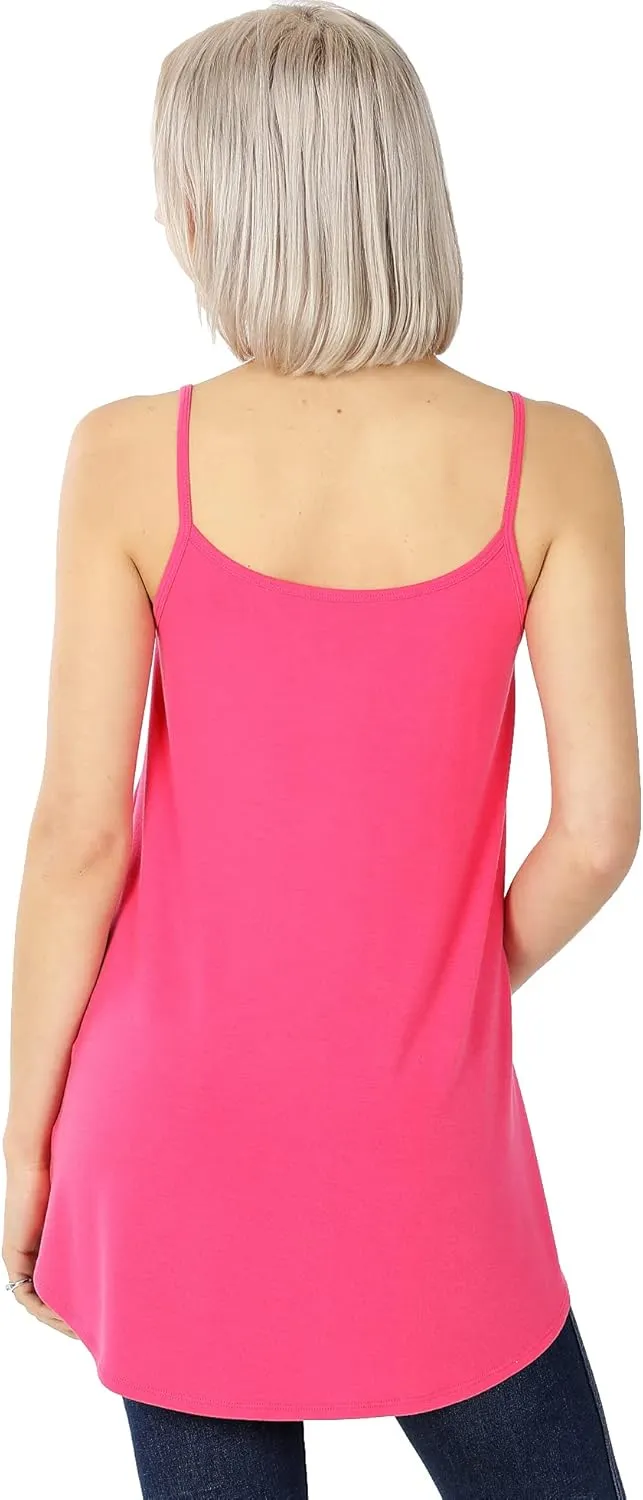 Women Front and Back Reversible Spaghetti Strap Round v Neck Loose Flare Swing fit Camisole Tank top