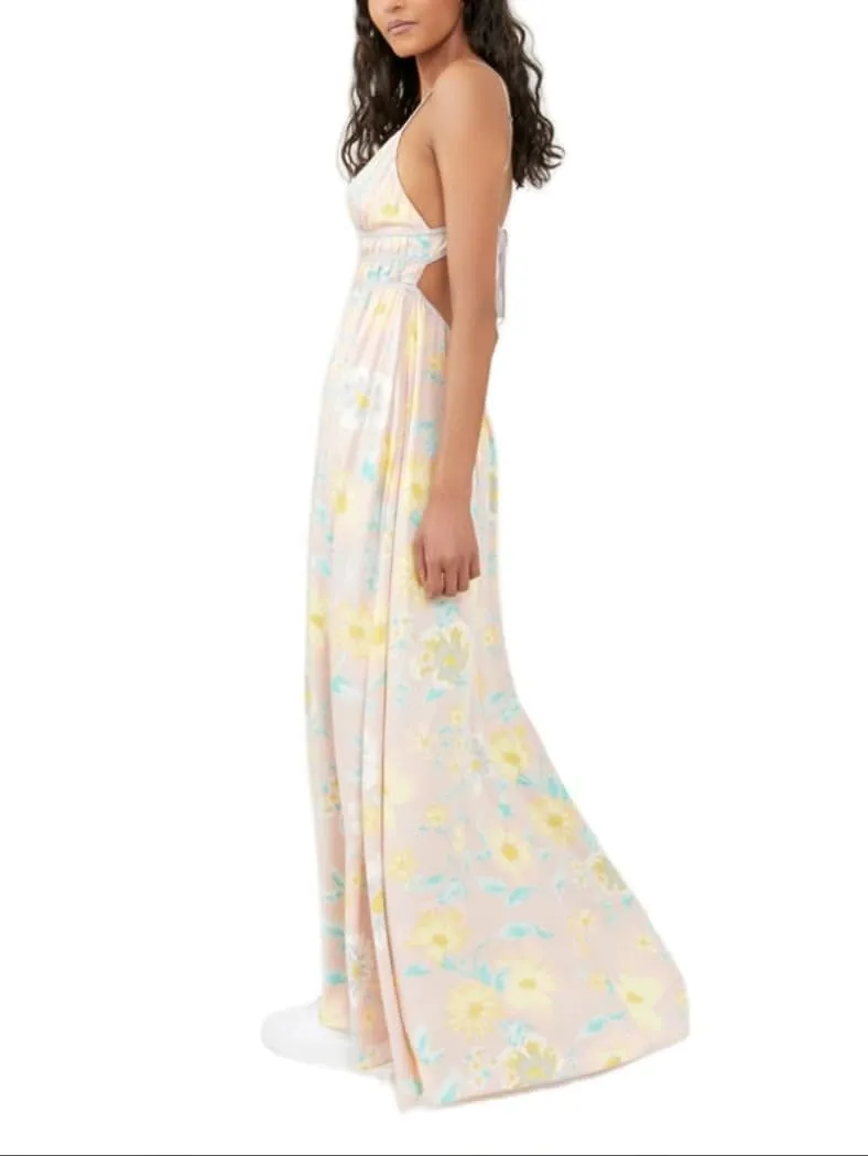 Women Y2k Boho Maxi Dress Tie Front V Neck Cami Flowy Dress Summer Causal Floral Beach Vacation Sundress