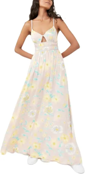 Women Y2k Boho Maxi Dress Tie Front V Neck Cami Flowy Dress Summer Causal Floral Beach Vacation Sundress