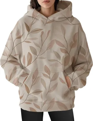 Womens Camo Hoodies Oversized Maple Leaf Print Long Sleeve Hooded Sweatshirt Casual Fleece Pullover Tops with Pockets