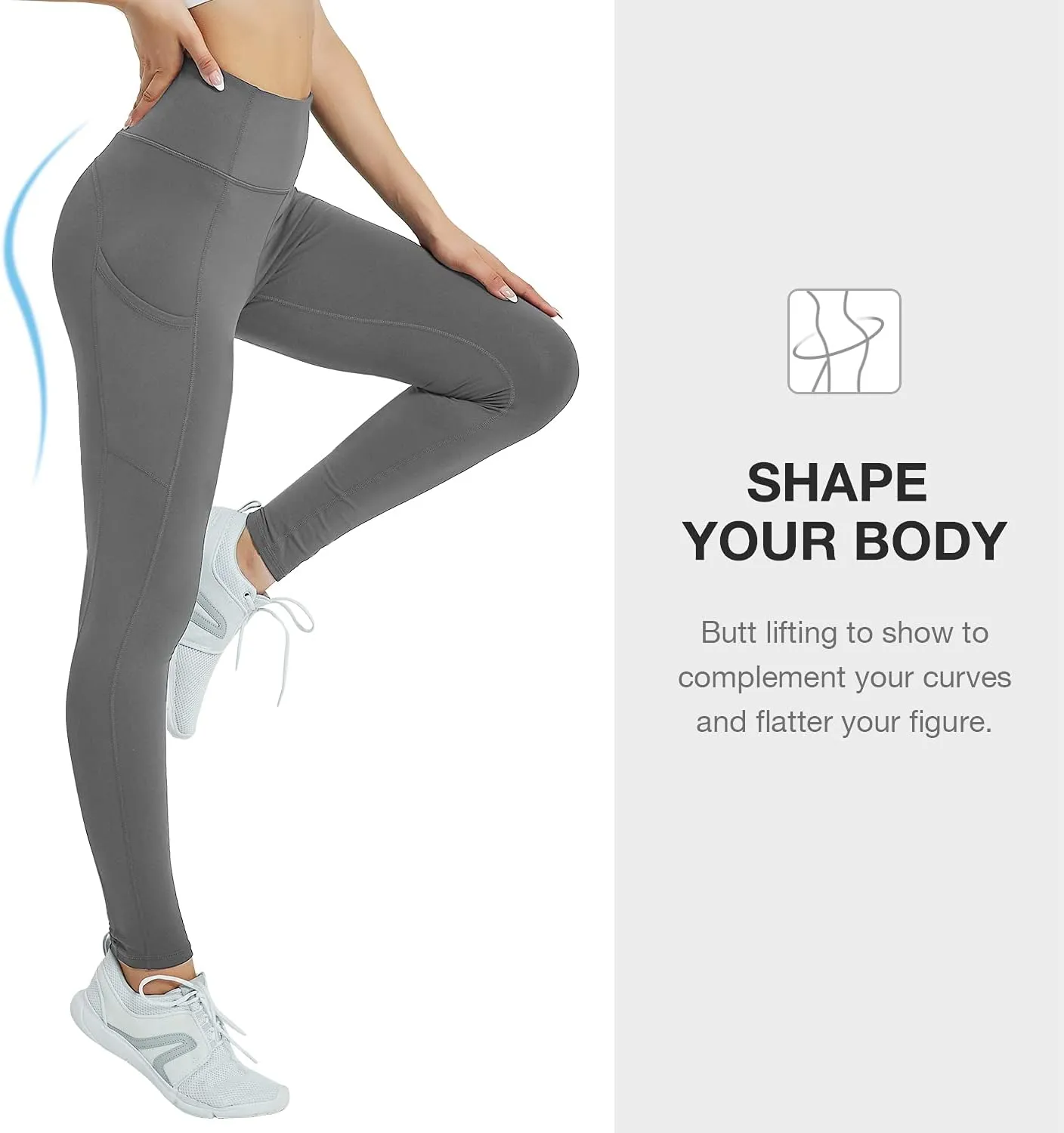 Women's Fleece Lined Leggings with Pocket Waterproof High Waisted Thermal Winter Yoga Pant for Women Workout