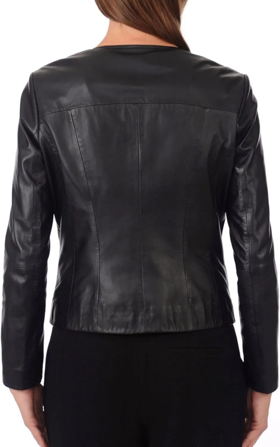 Women's Leather Bomber Biker Jacket Black