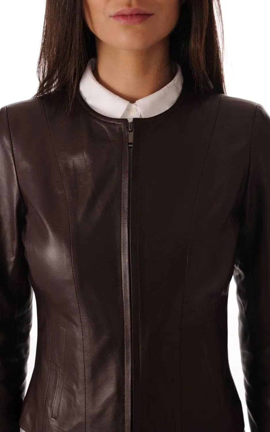 Women's Leather Bomber Biker Jacket Black
