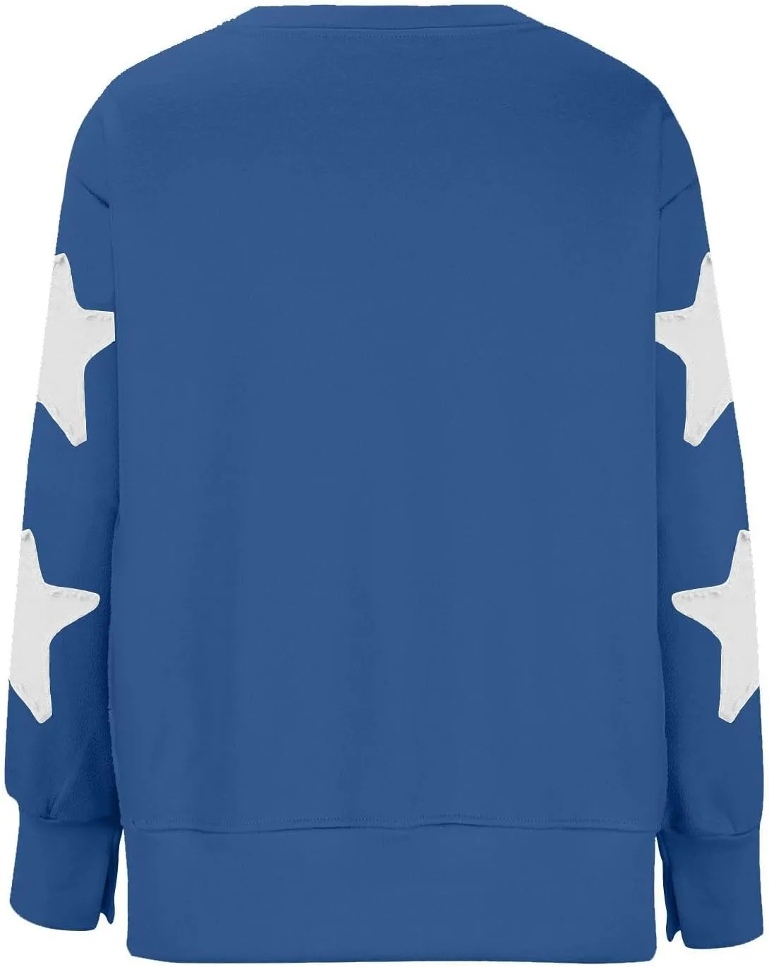 Womens Oversized Sweatshirts Y2k Star Striped Long Sleeve Crewneck Pullover Side Slit Sweatshirt for Teen Girls