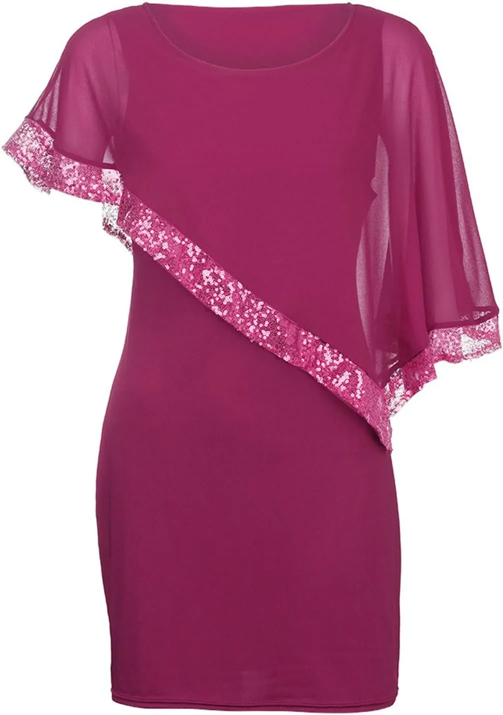Women's Wedding Guest Dresses Summer Elegant Trendy V-Neck Sequin Solid Lace Prom Party Cocktail Dress, S-5XL