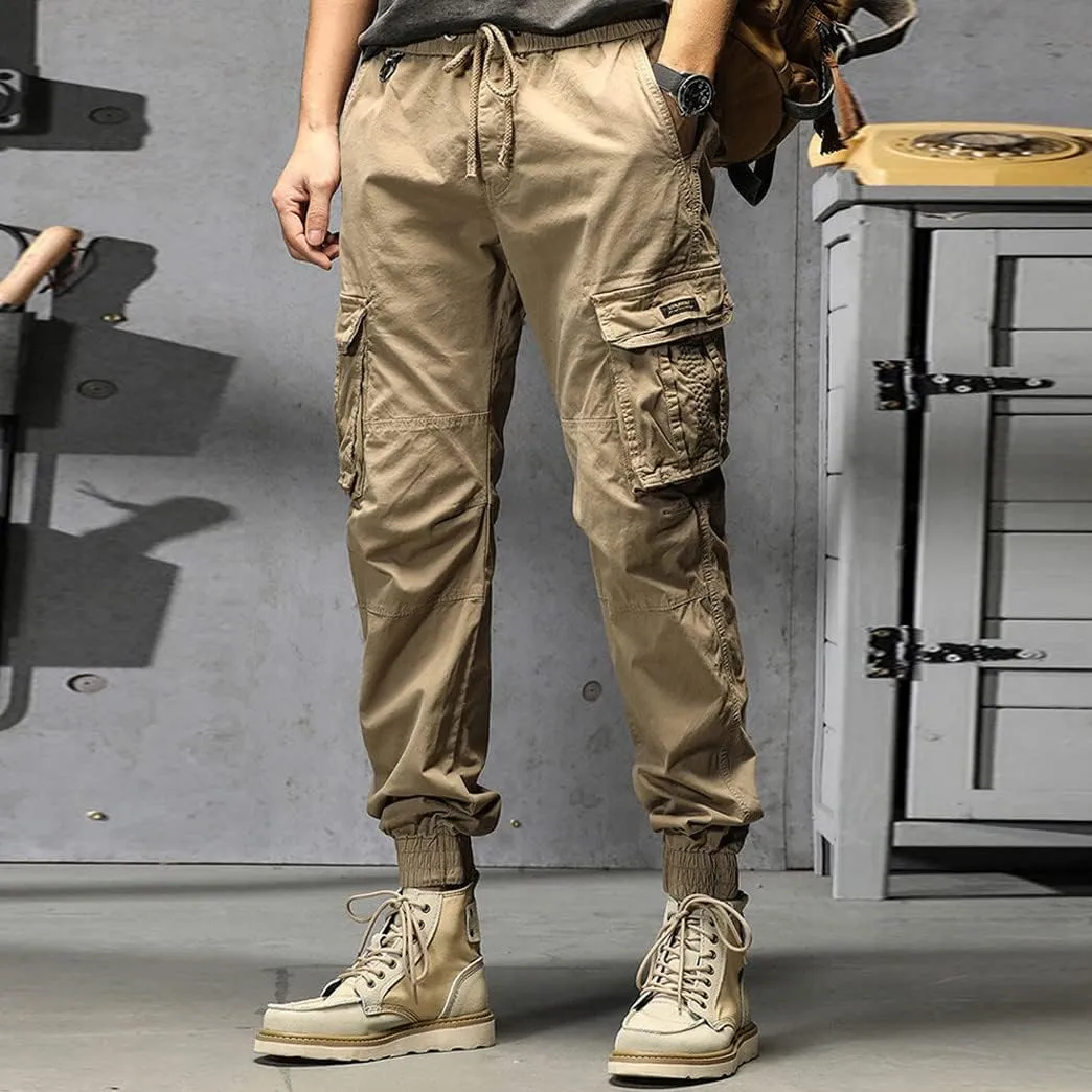 Work Pants for Men Slim Fit Lightweight Cargo Sweatpants Stretch Waistband Workout Outdoor Athletic Hiking Pants