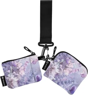 xigua Flowers and Butterflies Mini Zip Around Wristlet Wallets,Portable Women Dual Pounch Wristlet Detachable Coin Purse Pouch for Travel Sports Outdoors441