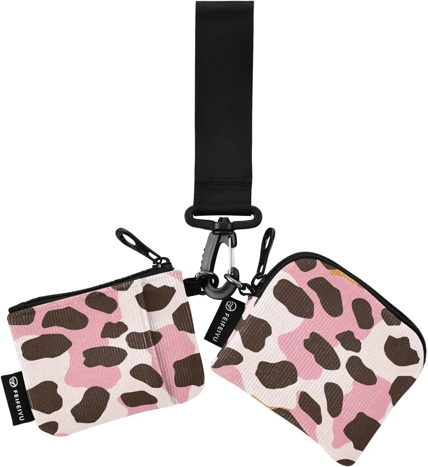 xigua Leopard Print Mini Zip Around Wristlet Wallets,Portable Women Dual Pounch Wristlet Detachable Coin Purse Pouch for Travel Sports Outdoors223