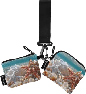 xigua Seaside Shells Mini Zip Around Wristlet Wallets,Portable Women Dual Pounch Wristlet Detachable Coin Purse Pouch for Travel Sports Outdoors483