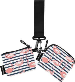 xigua Striped Flamingo Mini Zip Around Wristlet Wallets,Portable Women Dual Pounch Wristlet Detachable Coin Purse Pouch for Travel Sports Outdoors120