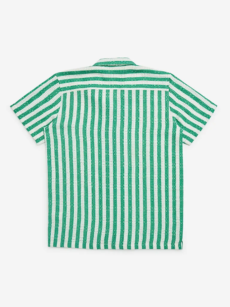 Y&F Kids Green Stripes Pattern Shirt