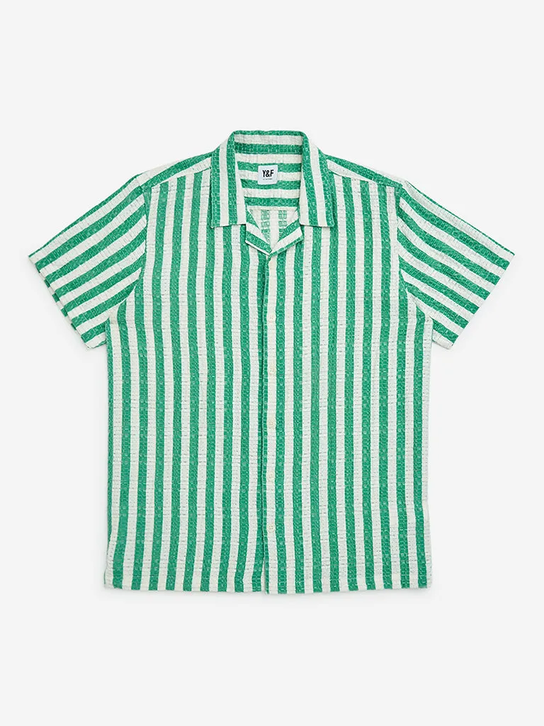 Y&F Kids Green Stripes Pattern Shirt