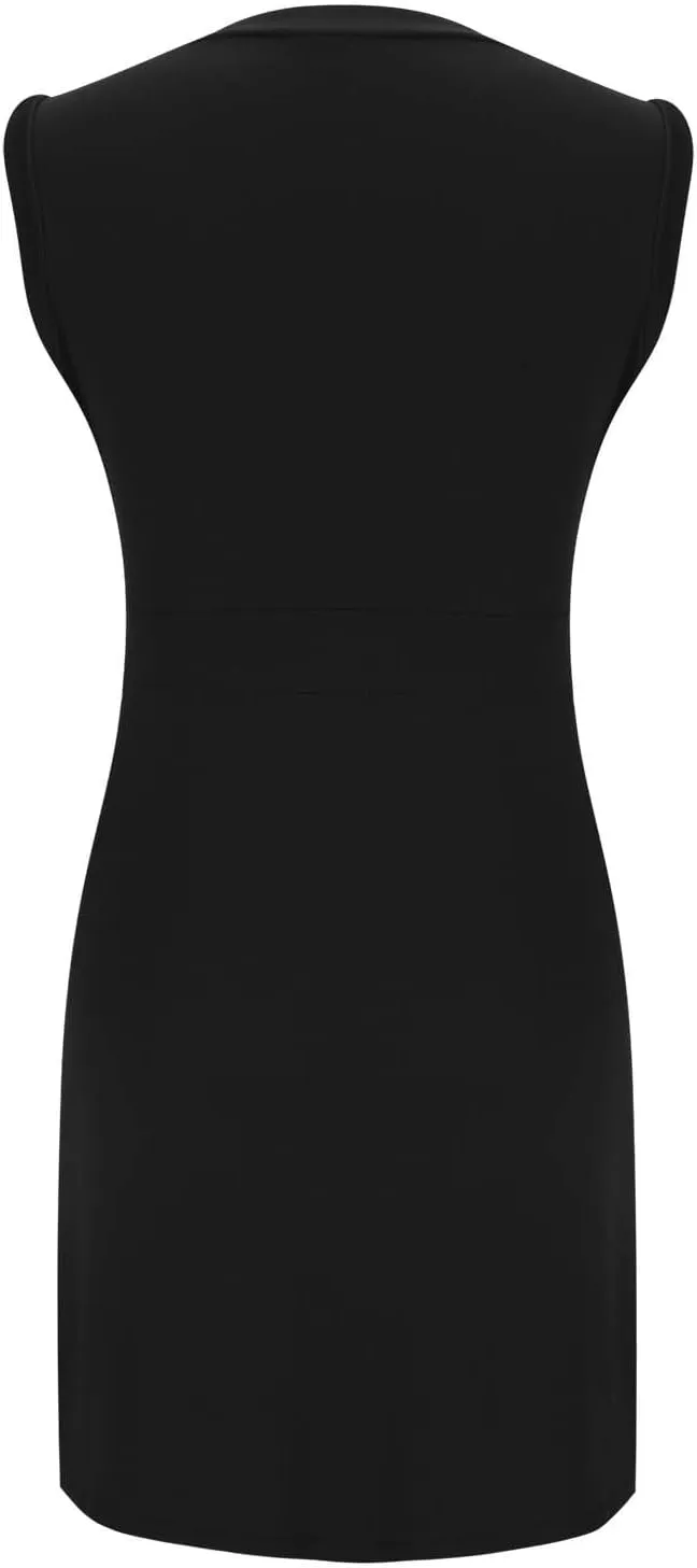 yardsong Summer Work Dresses for Women 2025 Business Casual Metal Buttons Decor Mini Dress Sleeveless Office Dresses