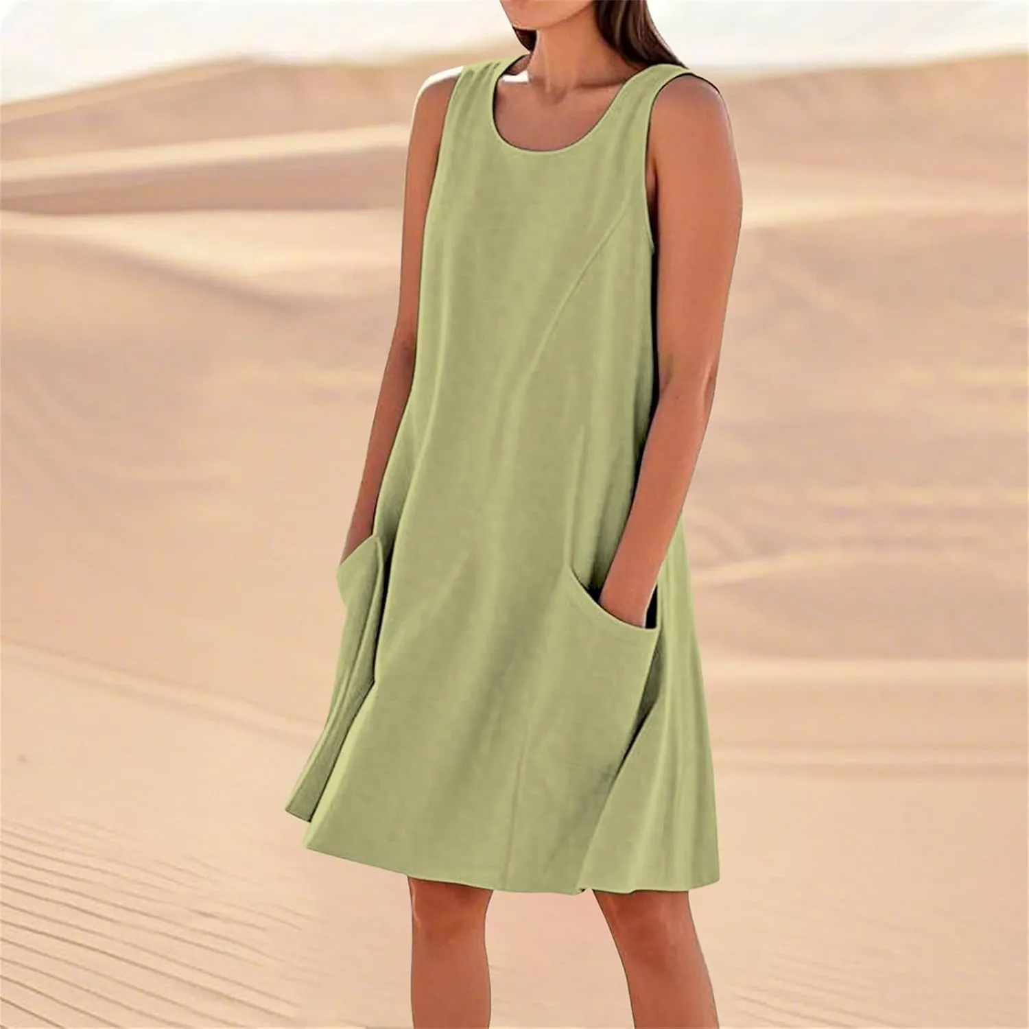 ZYXTIM Women's Summer Casual Tank Midi Dress with Pockets Plus Size Loose Fit Comfy T Shirt Dresses Flowy Beach Sundresses